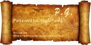 Petrovits Győző névjegykártya